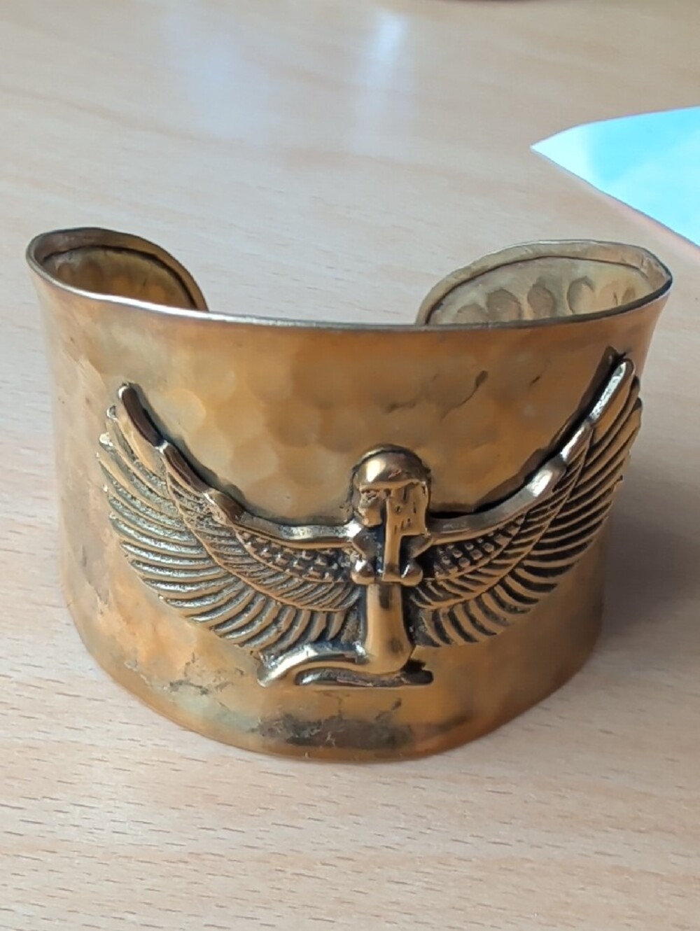 Hammered Brass Wide Cuff Isis Bracelet - Picture 6 of 6